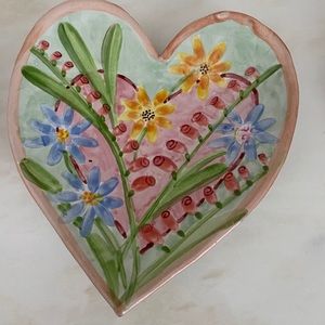Hand Painted Heart Plate for Hanging